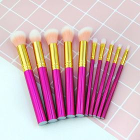 10Pcs Makeup Brush Set Eyeshadow Blush Foundation Marble Woman(rose red)