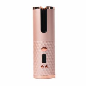 Hair Curler LCD Cordless Auto Rotating Waver Curling Iron Ceramic Wireless USA (Option: Pink)