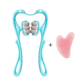 Multifunctional Manual Six-wheel Neck Massager Massage Relieve Roller Massage Tool (Option: Blue6 rollers suit)