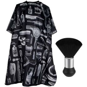 Professional Hair Cutting Cape With Neck Duster Brush, Salon Barber Cape, Hair Cutting Accessories -Ban On Selling On Amazon (Option: Black)